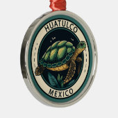Huatulco Mexico Turtle Badge Metalen Ornament (Rechts)