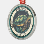 Huatulco Mexico Turtle Badge Metalen Ornament (Links)