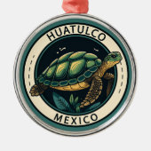 Huatulco Mexico Turtle Badge Metalen Ornament (Voorkant)