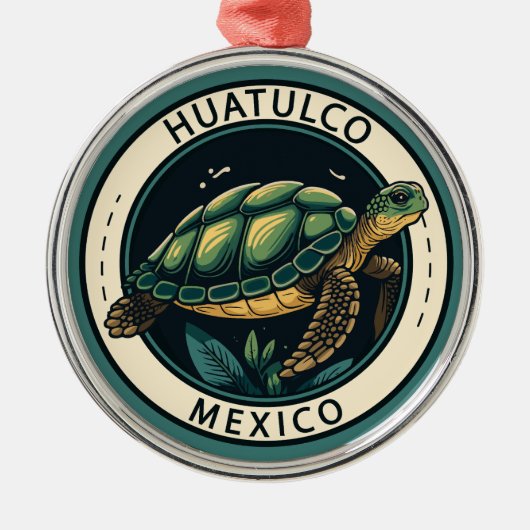 Huatulco Mexico Turtle Badge Metalen Ornament (Voorkant)