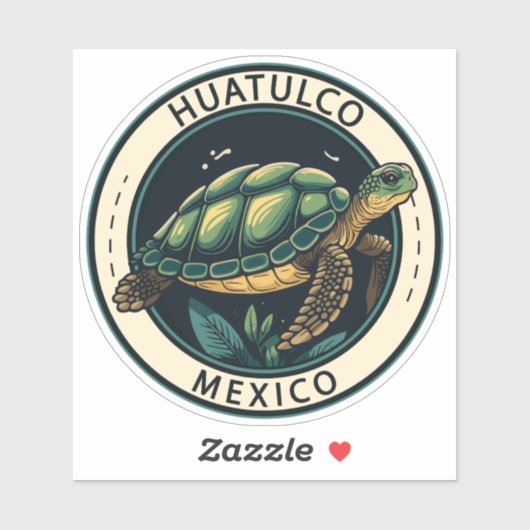 Huatulco Mexico Turtle Badge Sticker (Vel)