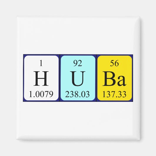 Huba periodieke table name magnet (Voorkant)