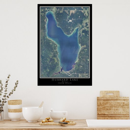 Hubbard Lake Michigan Satellite Poster Map (Keuken)