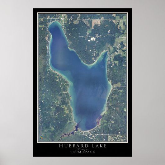 Hubbard Lake Michigan Satellite Poster Map (Voorkant)