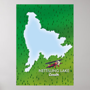 Hubbard meer Noord Michigan meer kaart Poster