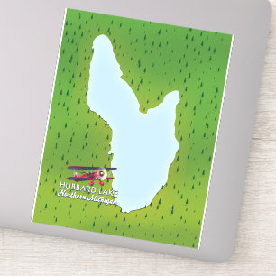 Hubbard meer Noord Michigan meer kaart Sticker