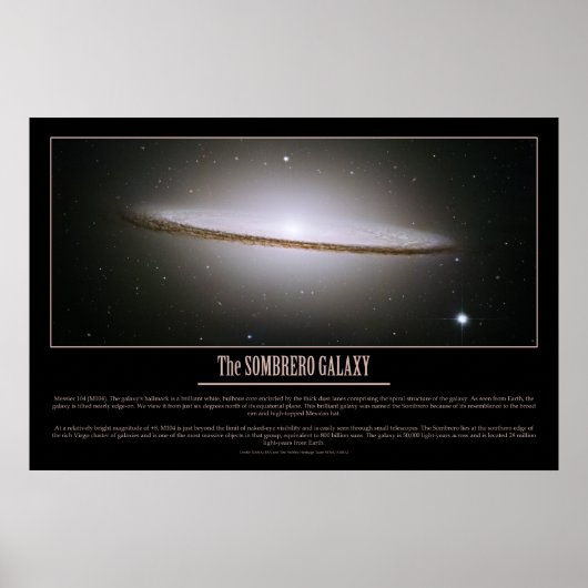 HUBBLE - De SOMBRERO GALAXY Poster (Voorkant)
