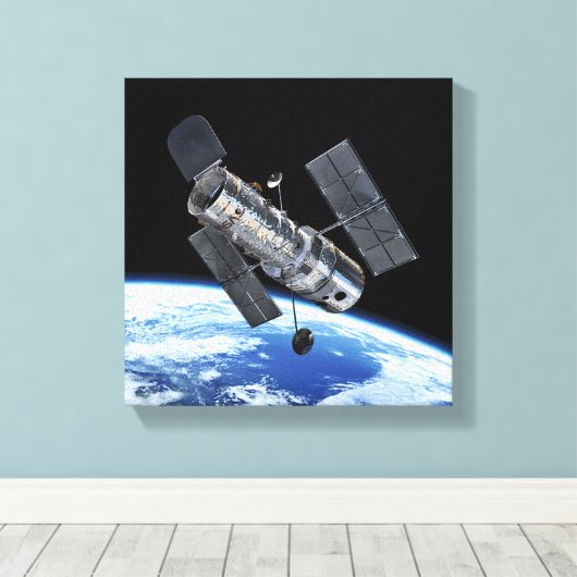 Hubble ruimtetelescoop in Earth Orbit NASA Photo Canvas Afdruk (Insitu (Houten vloer))