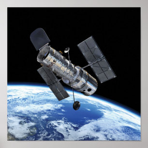 Hubble ruimtetelescoop in Earth Orbit NASA Photo Poster
