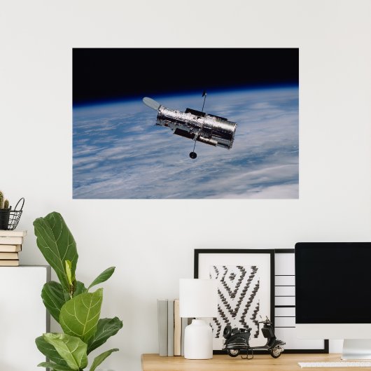 Hubble Space Telescope en Earth Poster (Thuiskantoor)