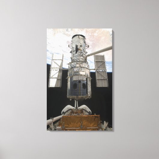 Hubble Space Telescope in Atlantis cargo bay Canvas Afdruk (Voorkant)