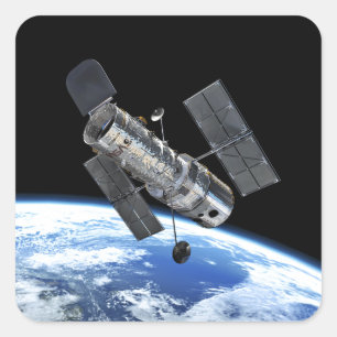 Hubble Space Telescope In baan rond de aarde NASA- Vierkante Sticker