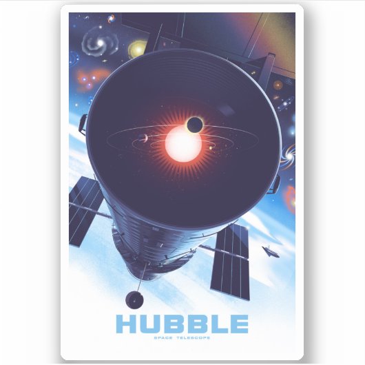 Hubble Space Telescope Poster. Sticker (Voorkant)