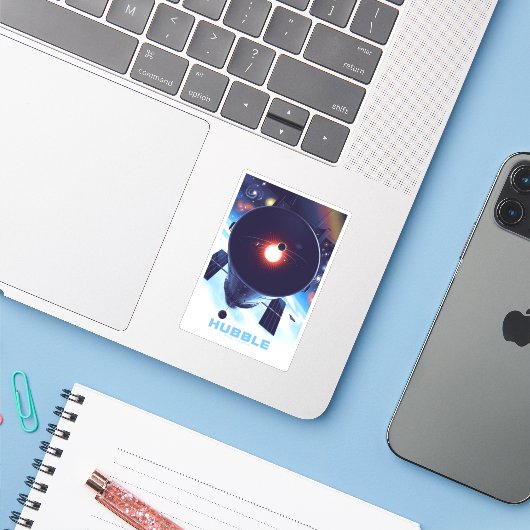 Hubble Space Telescope Poster. Sticker (Laptop met iPhone)