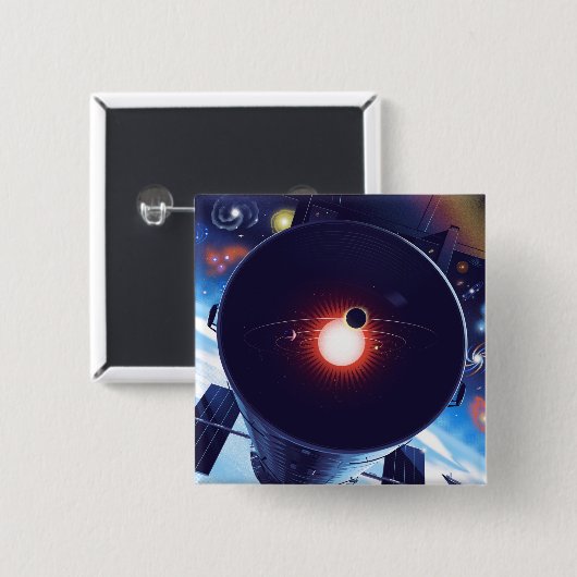 Hubble Space Telescope Poster. Vierkante Button 5,1 Cm (Voorkant /achterkant)