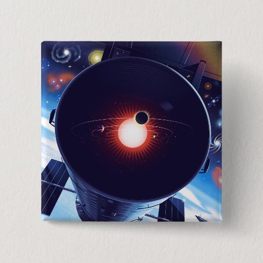 Hubble Space Telescope Poster. Vierkante Button 5,1 Cm (Voorkant)