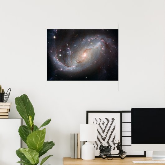 Hubble Uitzicht van Barred Spiral Galaxy NGC 1672 Poster (Thuiskantoor)