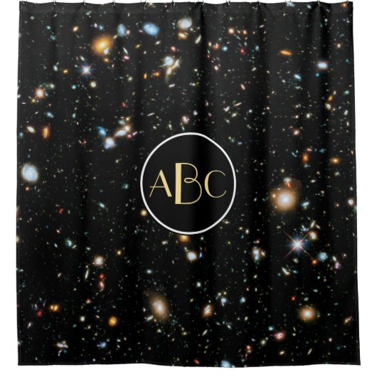 Hubble Ultra Deep Field met aangepast monogram Douchegordijn (Voorkant)