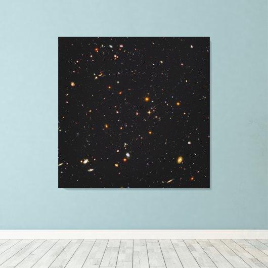 Hubble Ultra Deep Field Uitzicht van 10.000 sterre Canvas Afdruk (Insitu (Houten vloer))