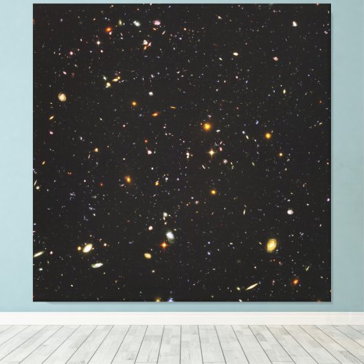Hubble Ultra Deep Field Uitzicht van 10.000 sterre Canvas Afdruk (Insitu (Houten vloer))
