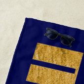 Hubby Blue and Gold Pas getrouwd Groom Beach Towel Strandlaken (In situ)
