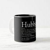 Hubby Definition Citaat Fun Cool Black en White Tweekleurige Koffiemok (Voorkant links)
