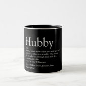Hubby Definition Citaat Fun Cool Black en White Tweekleurige Koffiemok (Center)