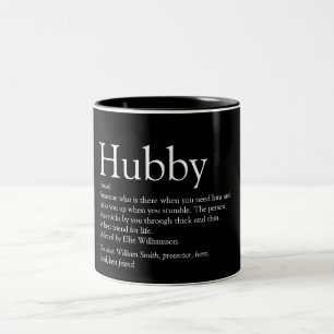 Hubby Definition Citaat Fun Cool Black en White Tweekleurige Koffiemok