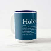 Hubby Definition Citaat vun Modern Blue Tweekleurige Koffiemok (Voorkant links)