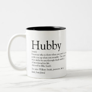 Hubby Definition Quote Black en White Modern Tweekleurige Koffiemok