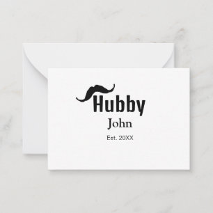 Hubby echtgenoot naam toevoegen datum jaar snor ee notitiekaartje