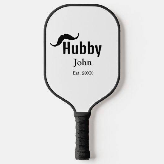 Hubby echtgenoot naam toevoegen datum jaar snor ee pickleball paddle (Voorkant)