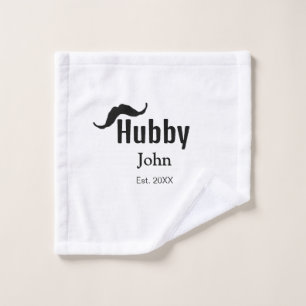Hubby echtgenoot naam toevoegen datum jaar snor ee washandje