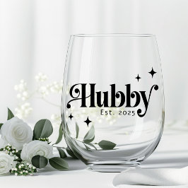 Hubby elke kleur elegante retro lettertype en ster wijnglas zonder voet