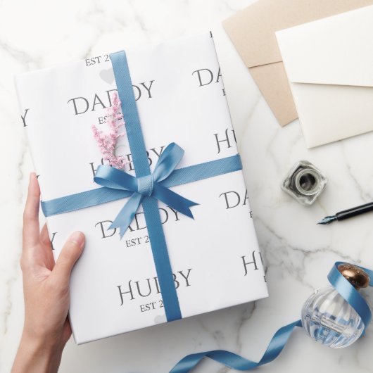 Hubby Est. XXXX, papa Est. XXXX - VADERDAG Cadeaupapier (Geschenken)