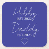Hubby Est. XXXX, papa Est. XXXX - VADERDAG Kartonnen Onderzetters (Voorkant)