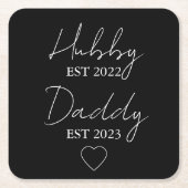 Hubby Est. XXXX, papa Est. XXXX - VADERDAG Kartonnen Onderzetters (Voorkant)