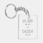 Hubby Est. XXXX, papa Est. XXXX - VADERDAG Sleutelhanger (Voorkant Links)