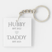 Hubby Est. XXXX, papa Est. XXXX - VADERDAG Sleutelhanger (Achterkant)