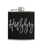 Hubby Flask met zilverfolie Typografie Heupfles (Voorkant)