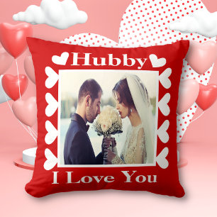 Hubby I Love You Custom Couple Photo Kussen