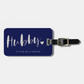 Hubby Love | Stijlvol marinepenseel en stripes Bagagelabel (Voorkant horizontaal)