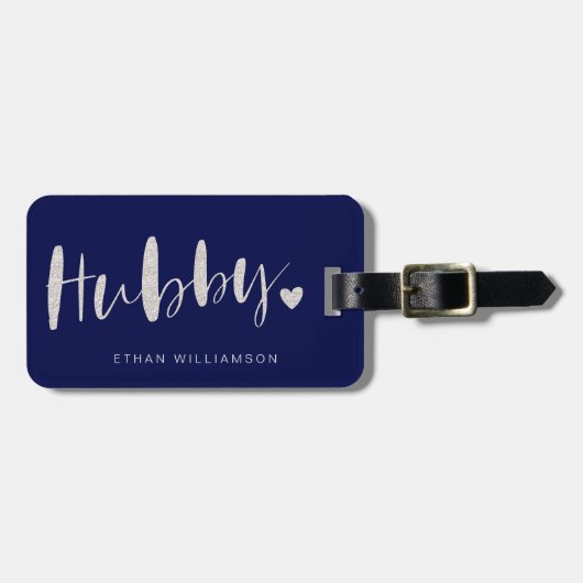 Hubby Love | Stijlvol marinepenseel en stripes Bagagelabel (Voorkant horizontaal)