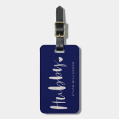 Hubby Love | Stijlvol marinepenseel en stripes Bagagelabel (Voorkant verticaal)