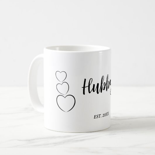 "Hubby". minimalistisch Koffiemok (Voorkant links)