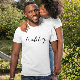 Hubby Modern Black Script White Mannen T-shirt
