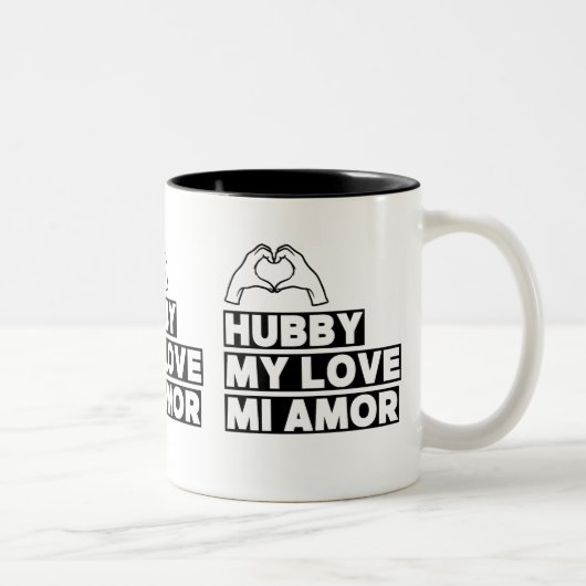 Hubby Modern Honeymoon White Script Black Tweekleurige Koffiemok (Rechts)