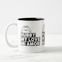 Hubby Modern Honeymoon White Script Black Tweekleurige Koffiemok