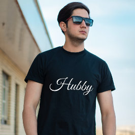 Hubby Modern Huwelijksreis Wit Script Zwart Mannen T-shirt