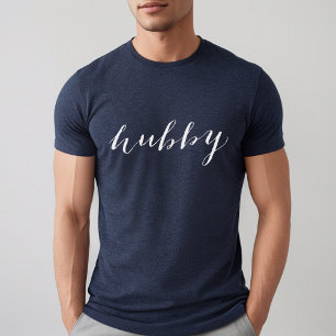 Hubby Modern Wit Script Navy Mannen Tri-Blend Shirt